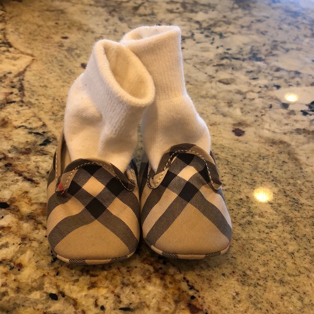 Authentic Burberry sock booties in classic check